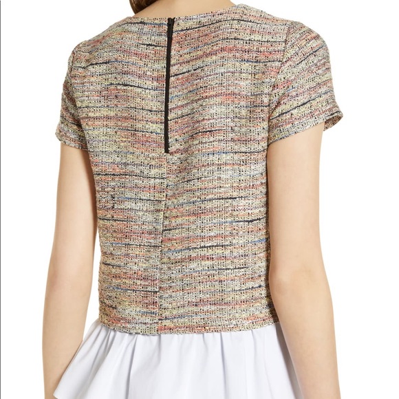 Halogen Poplin Ruffle Tweed Top - Picture 2 of 6